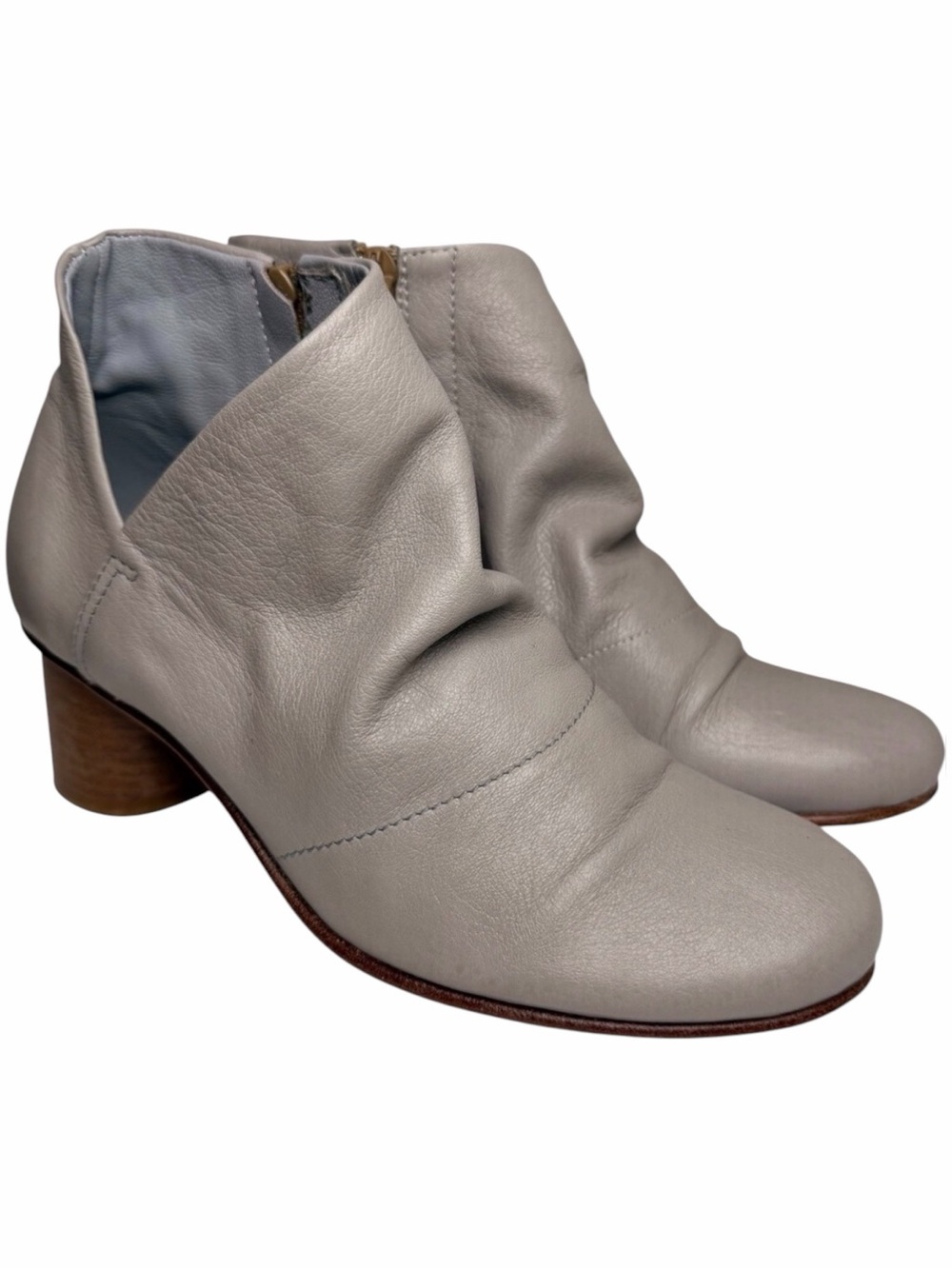 Lilimill Gray Italian Leather Slouch Ankle Booties EU 36 US 6